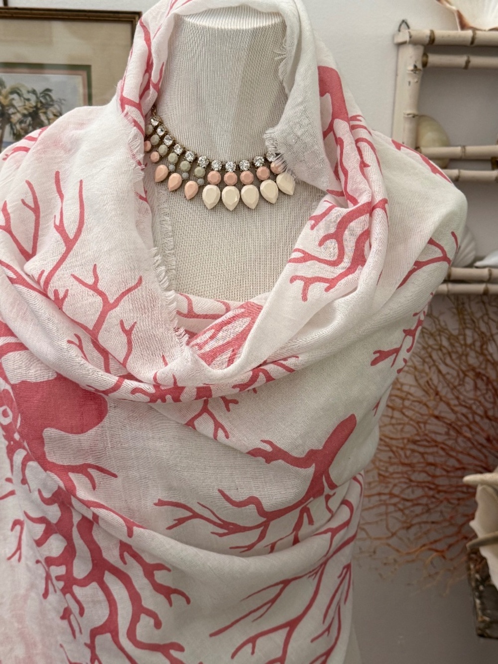 JC Sunny Just Classic 100% Cotton Coral Scarf, Sarong or Wrap.